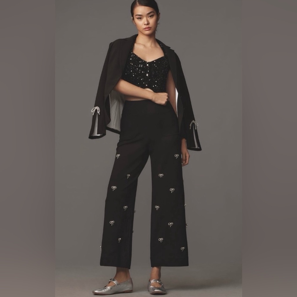 Anthropologie Black Embellished Jumpsuit